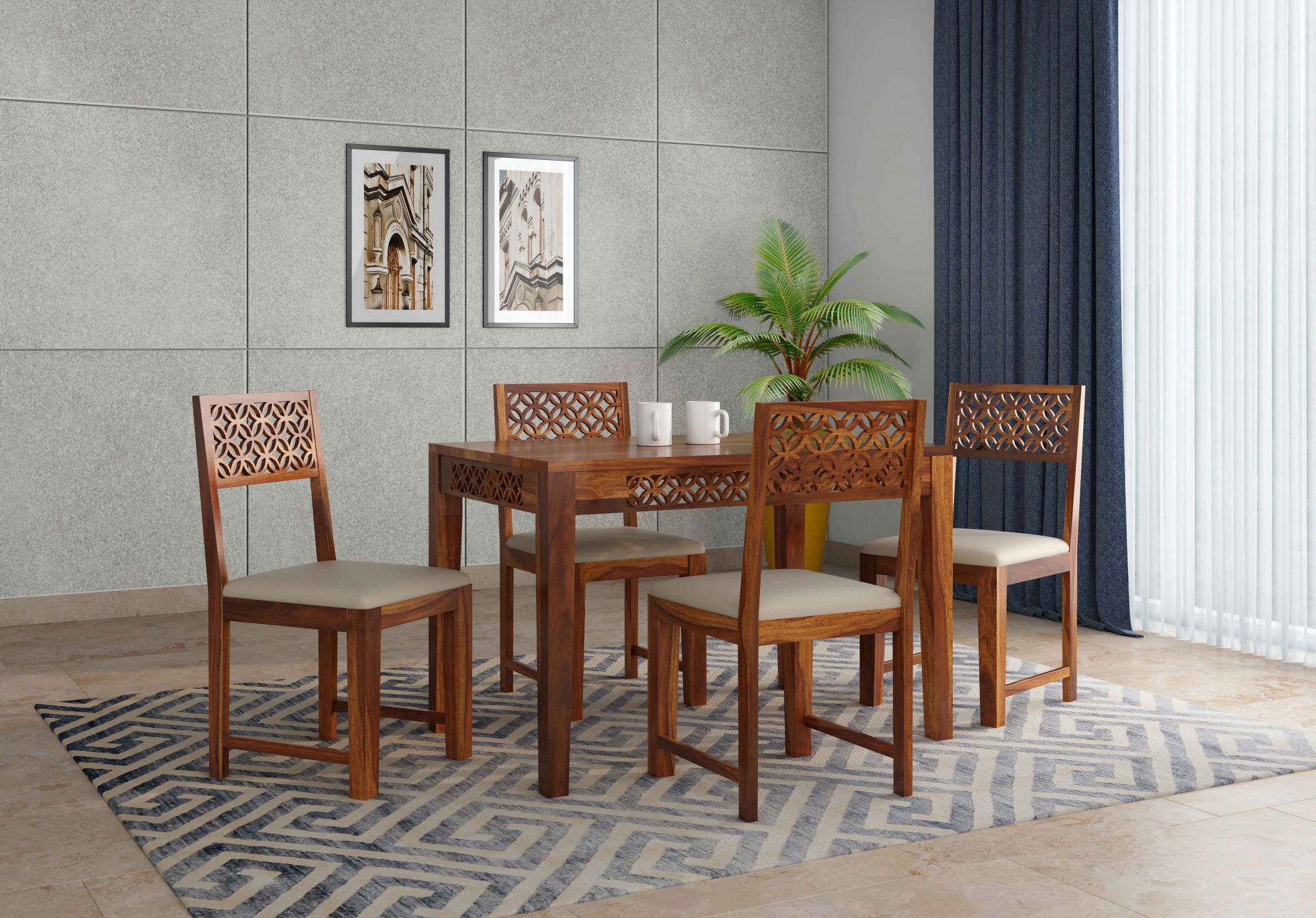 Malta Sheesham Wood Dining Table 4 Seater
