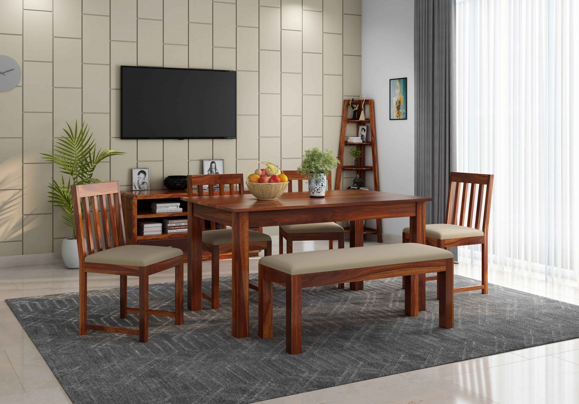 Nile Sheesham Wood Dining Table 6 Seater