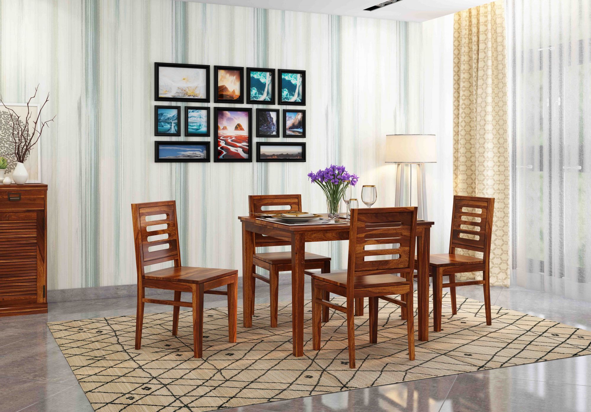 Crater 4 Seater Wooden Dining Table