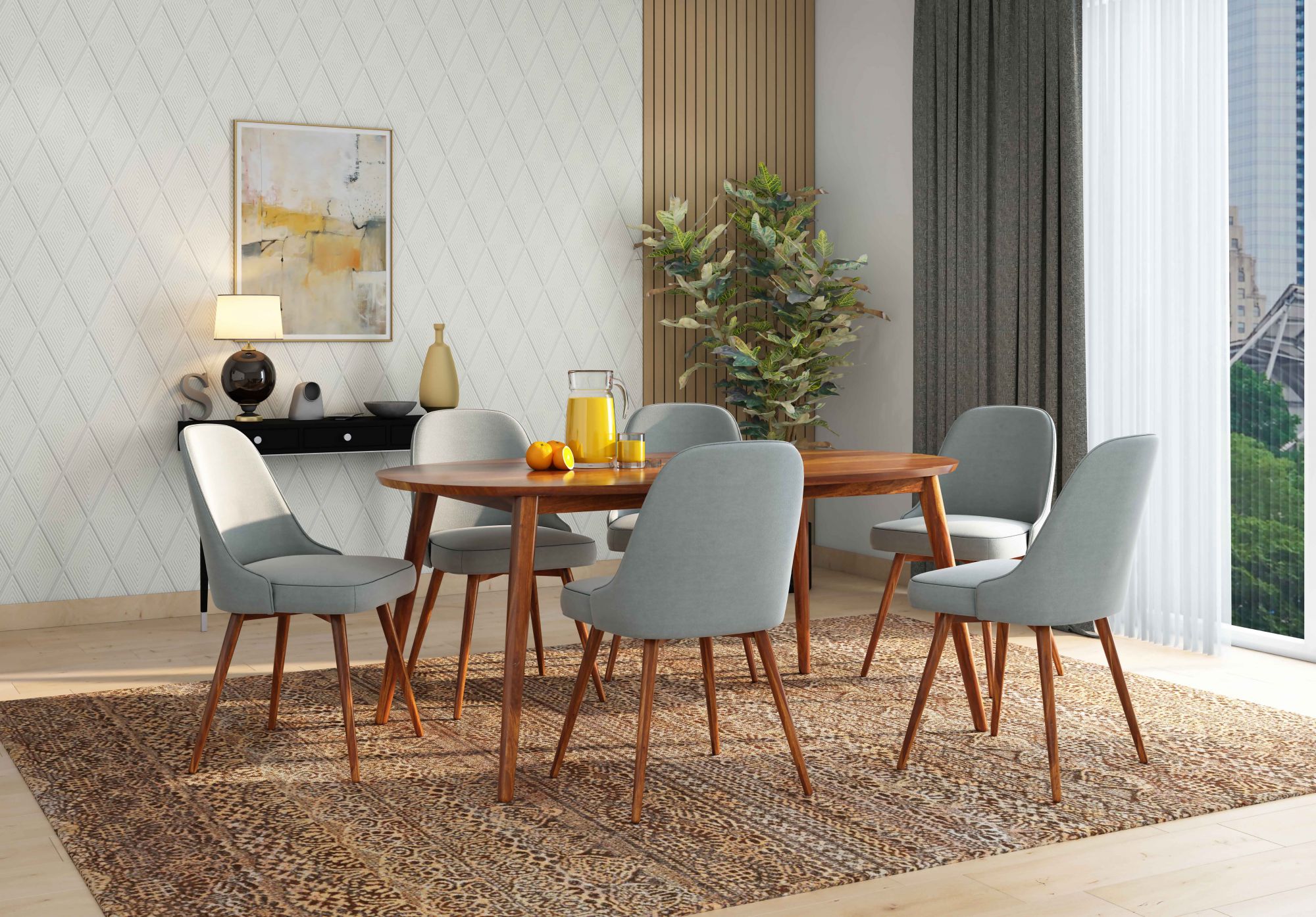 Finlay Sheesham Wood Dining Table 6 Seater