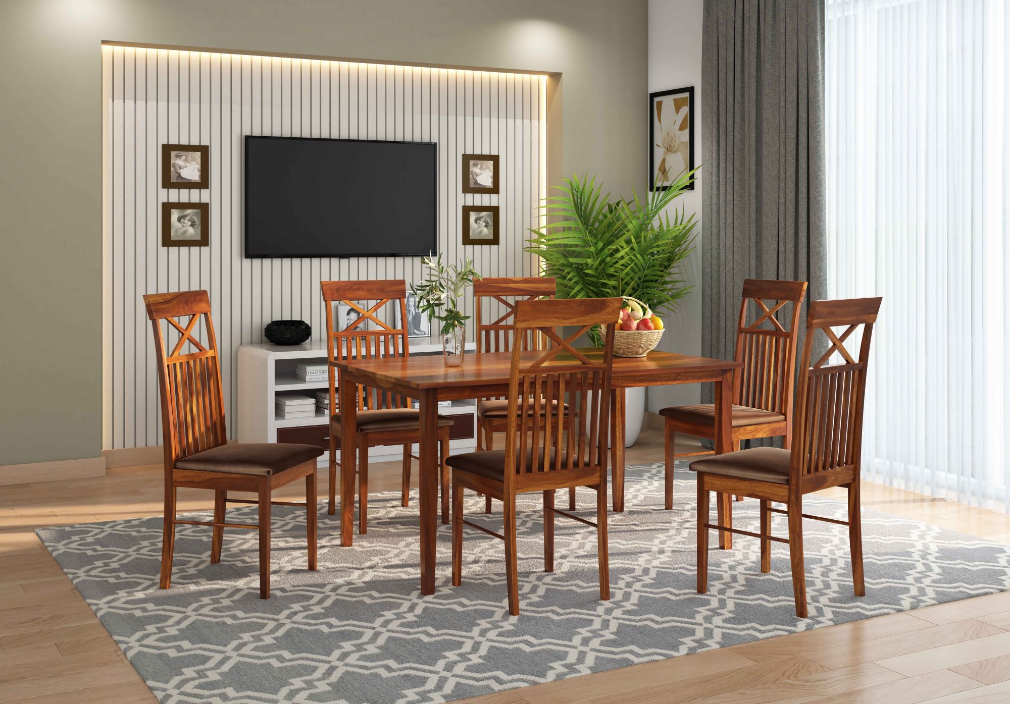 Murray Sheesham Wood Dining Table 6 Seater