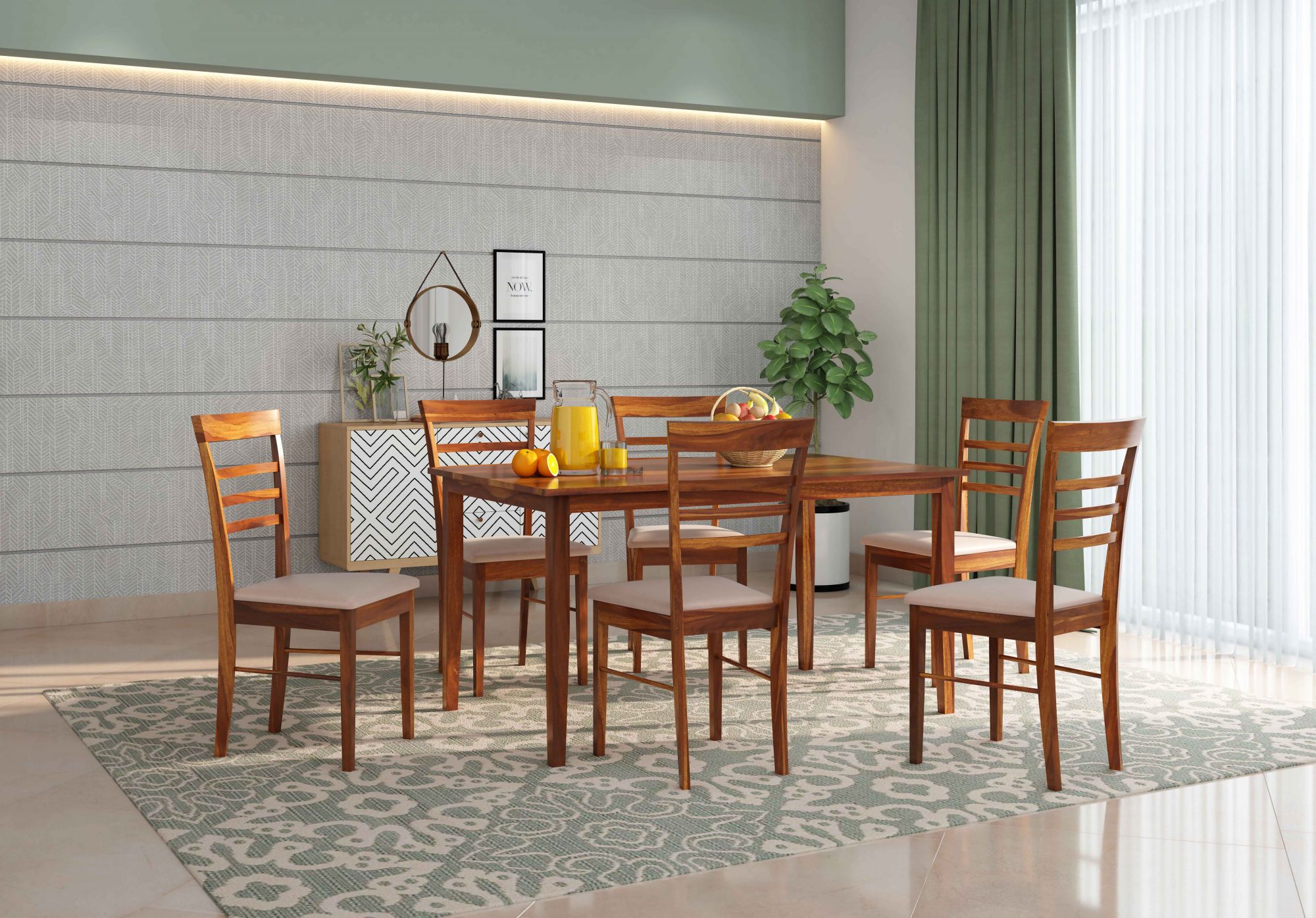 Lena Sheesham Wood Dining Table 6 Seater