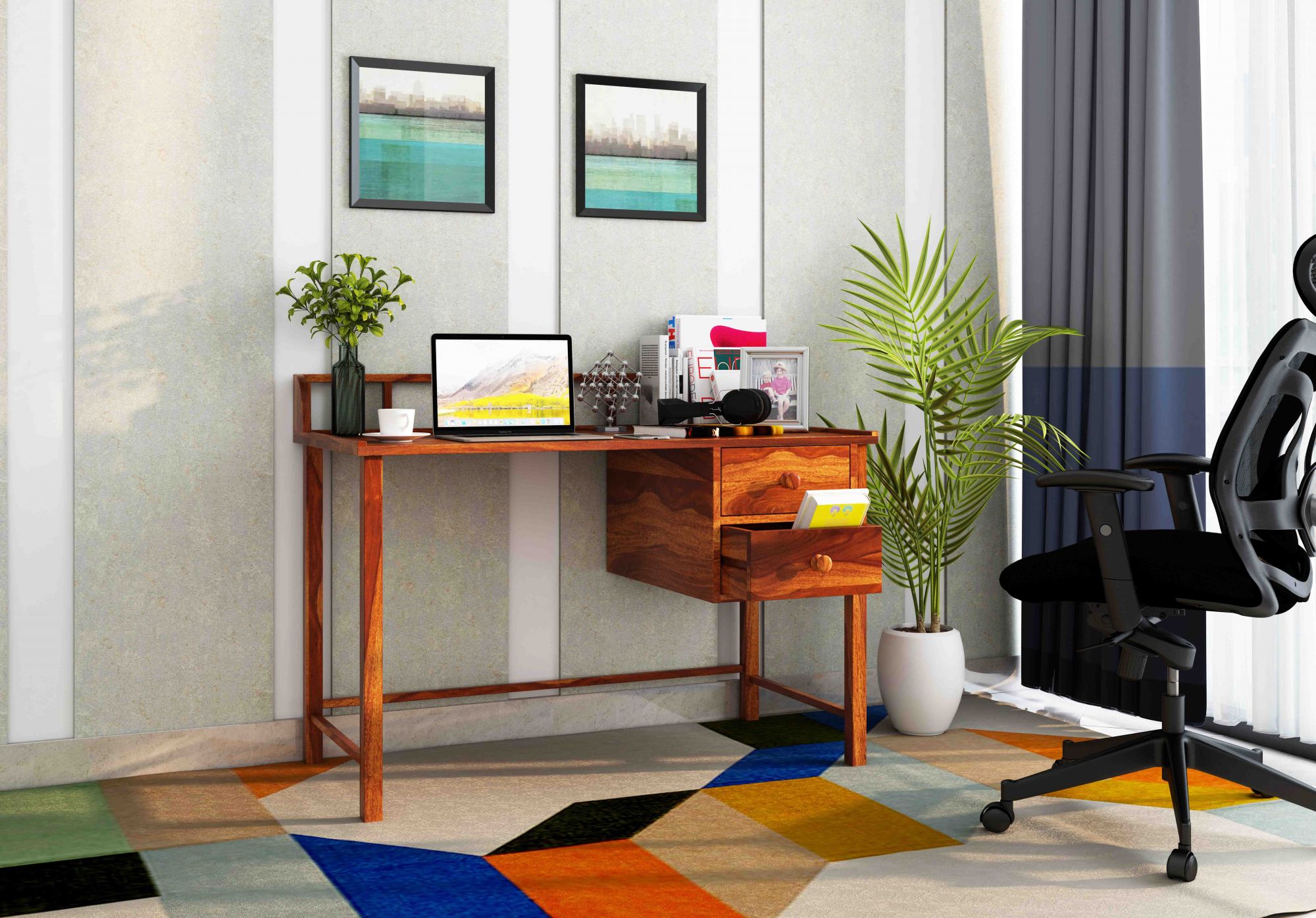 Himoni Study Table Teak finish