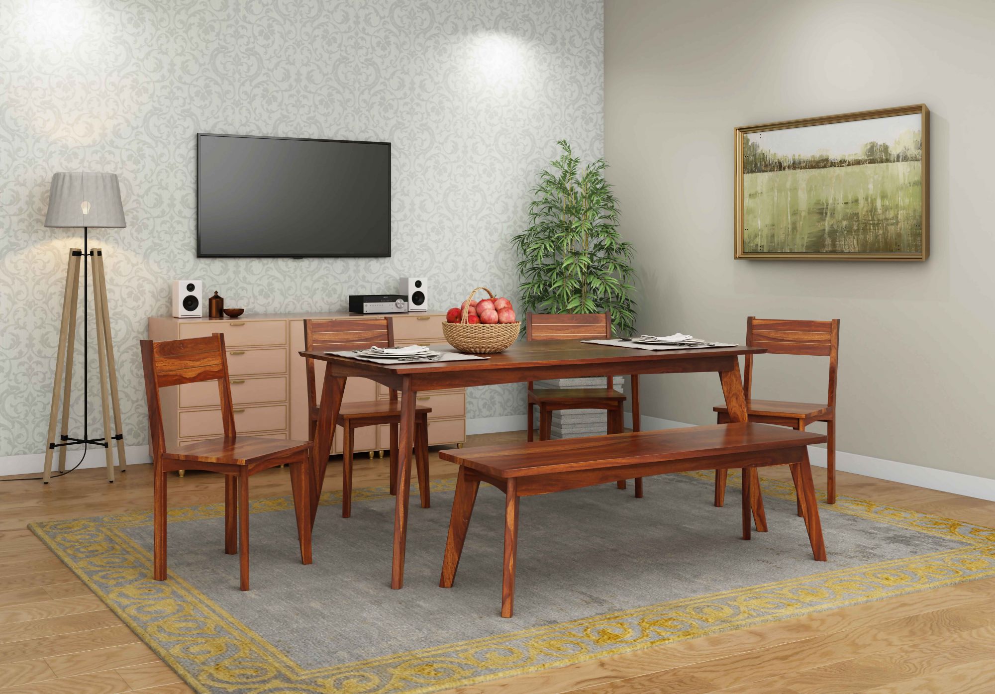 Congo Sheesham Wood Dining Table 6 Seater