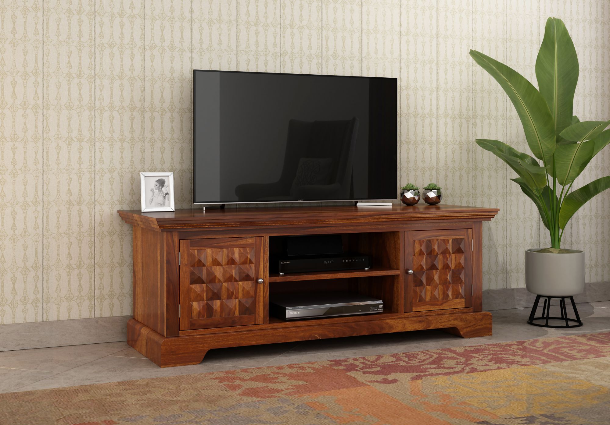 Diamond Sheesham Wood TV Unit