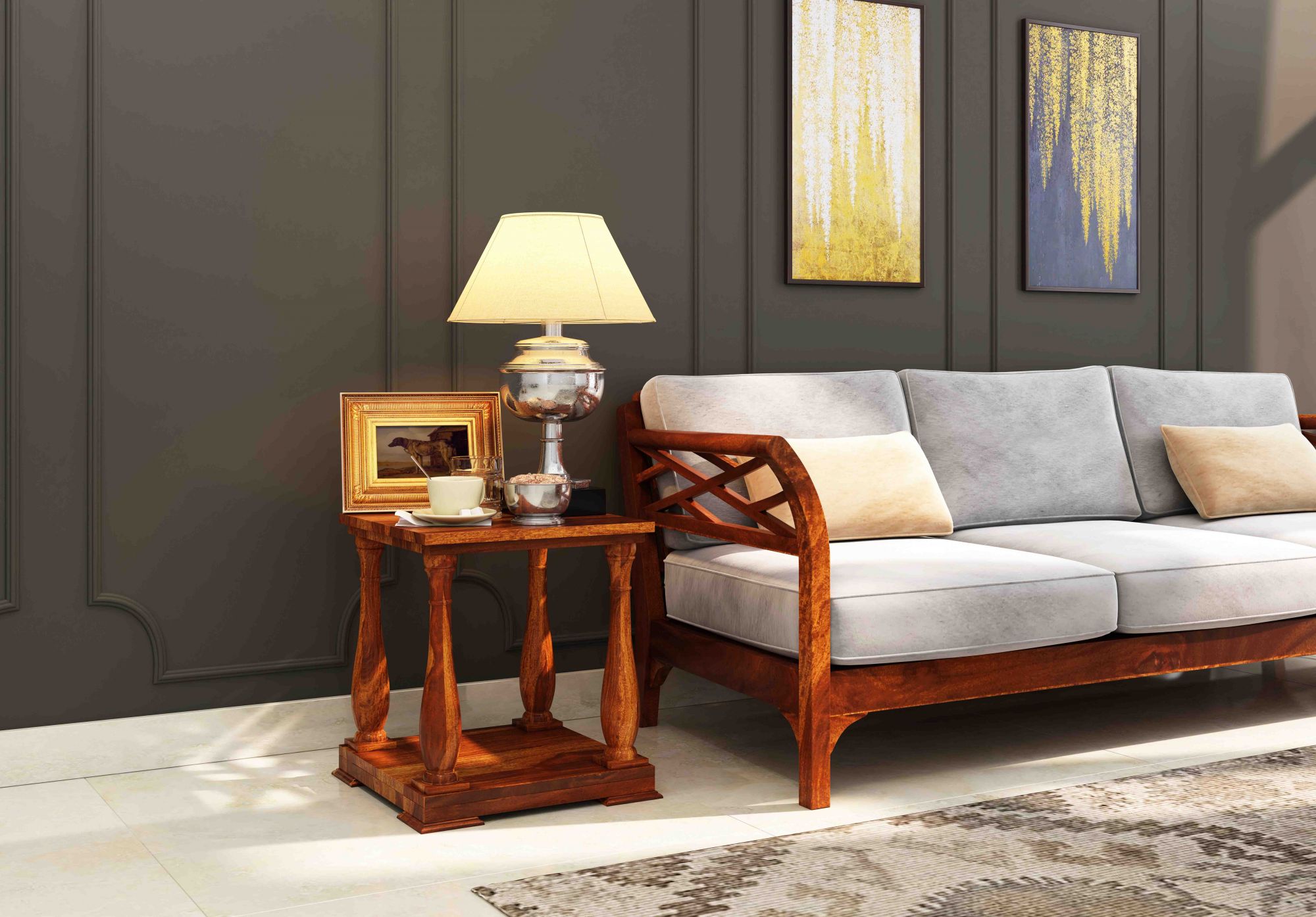 Aster Sheesham Wood Side Table