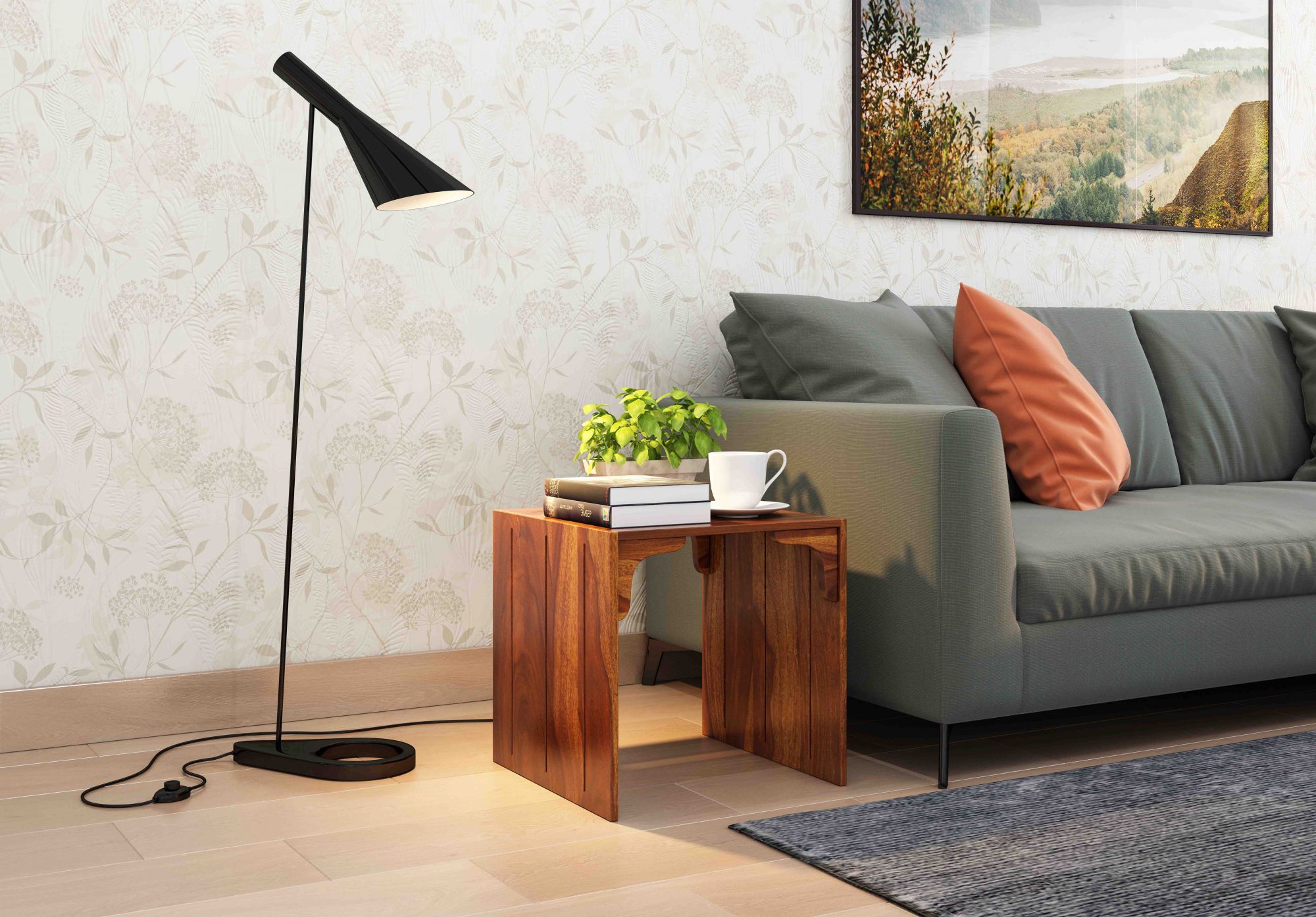 U Wooden Side Table