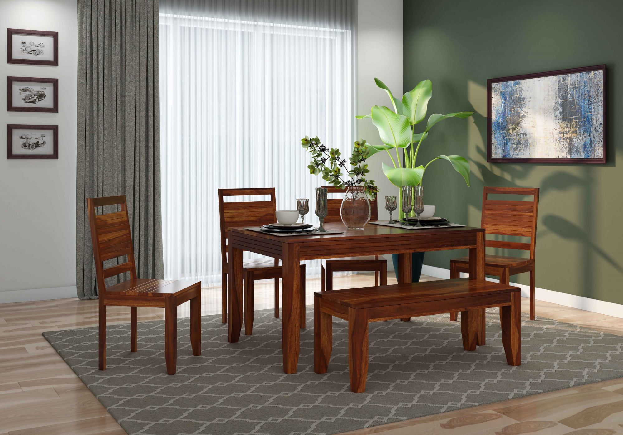 Mantaro Sheesham Wood Dining Table 6 Seater