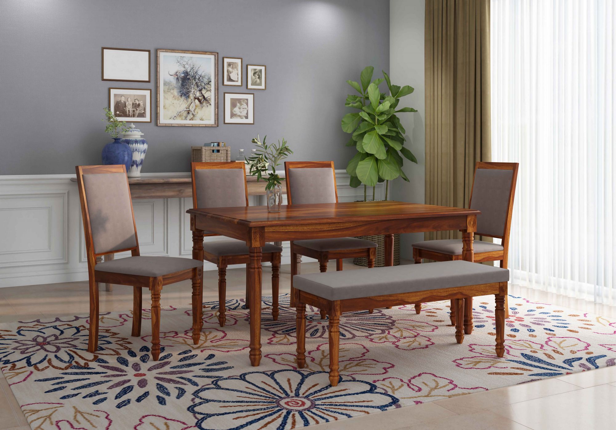 Harris Sheesham Wood Dining Table 6 Seater