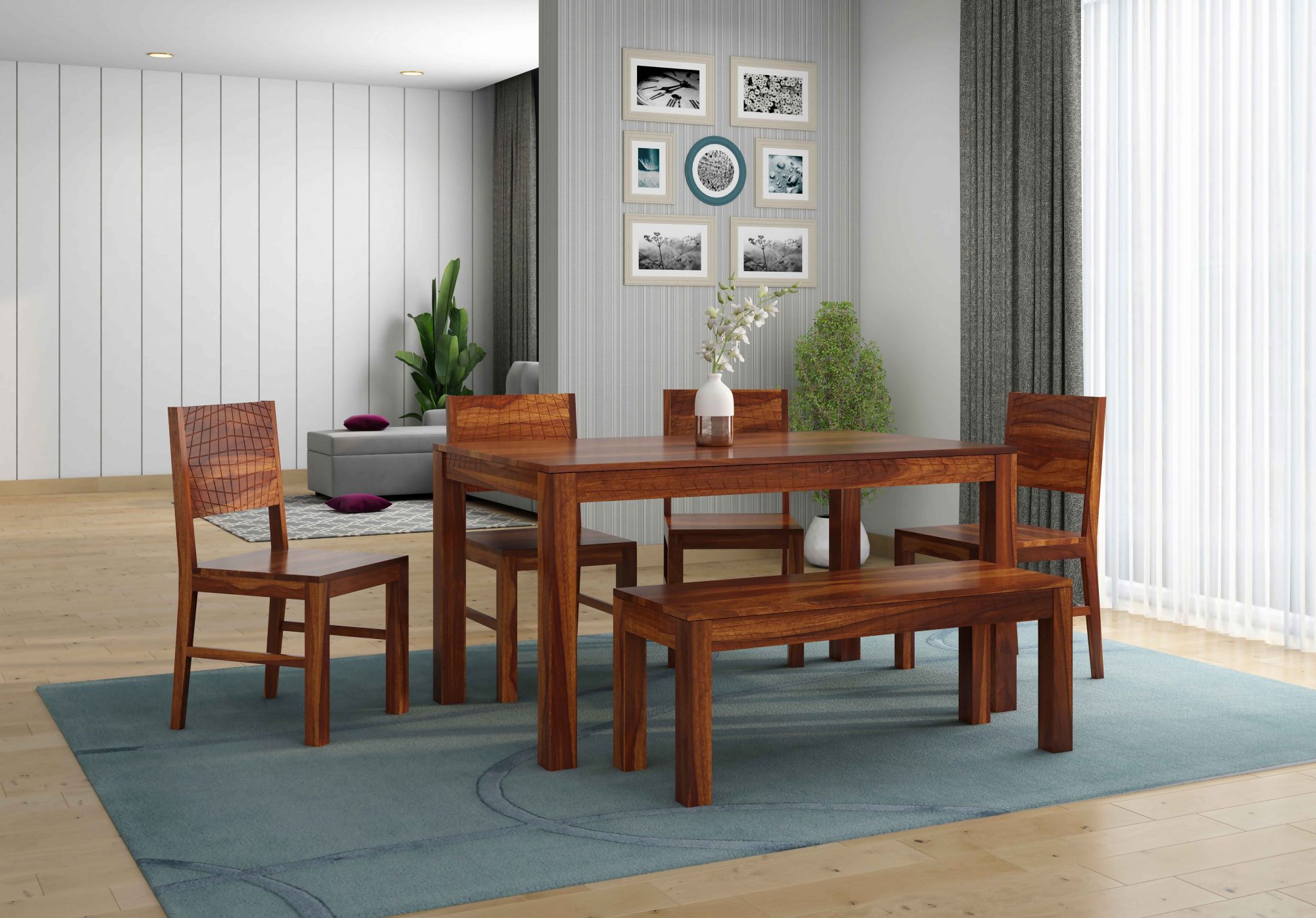 Gotland Sheesham Wood Dining Table 6 Seater