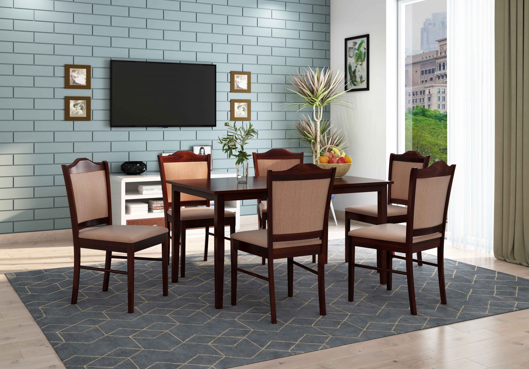 Angara Sheesham Wood Dining Table 6 Seater