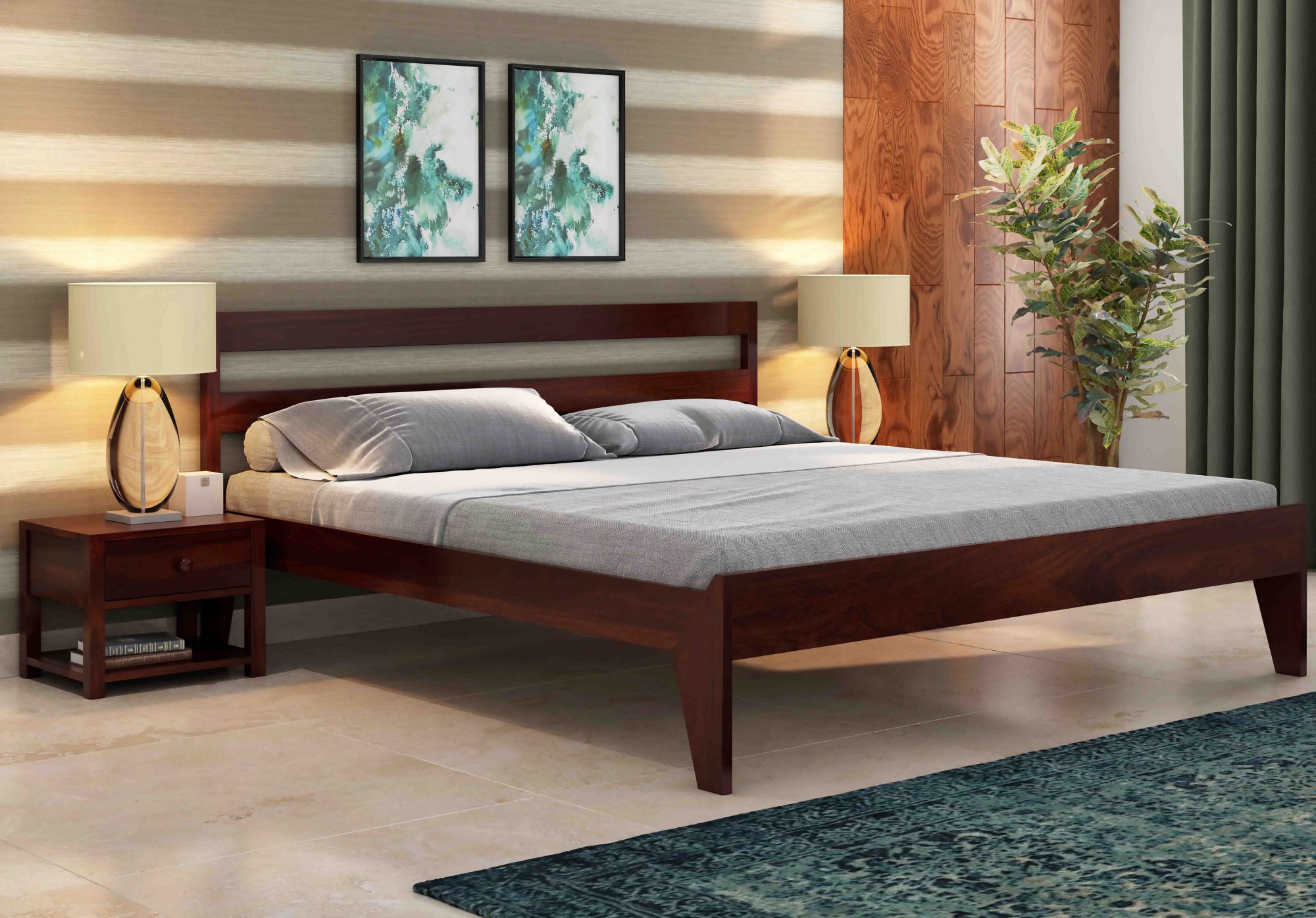 Seoul Sheesham Wood Bed Without Storage