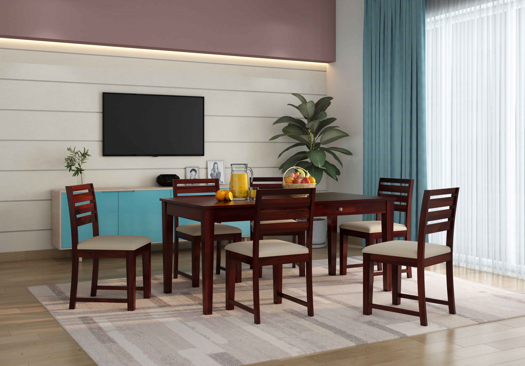Rocha Sheesham Wood Dining Table 6 Seater