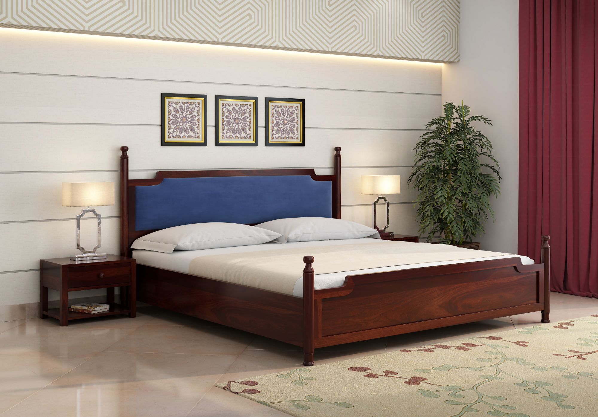 Adams Bed Without Storage King Size Walnut Finish