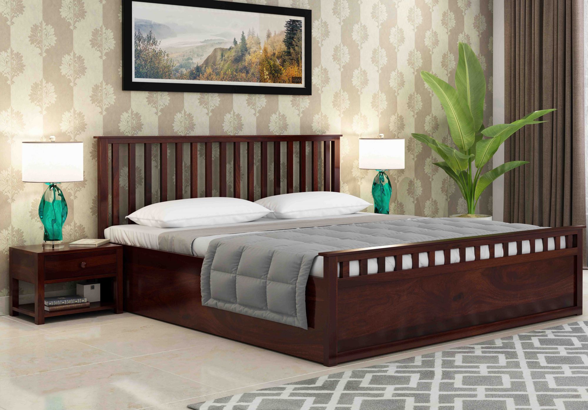 Manor Sheesham Wood Bed With Box Storage