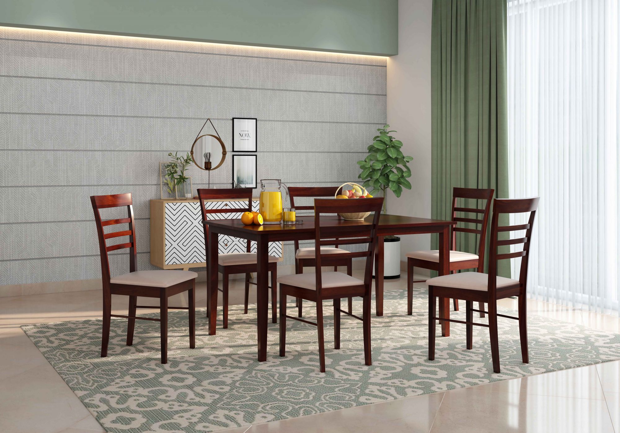 Lena Sheesham Wood Dining Table 6 Seater