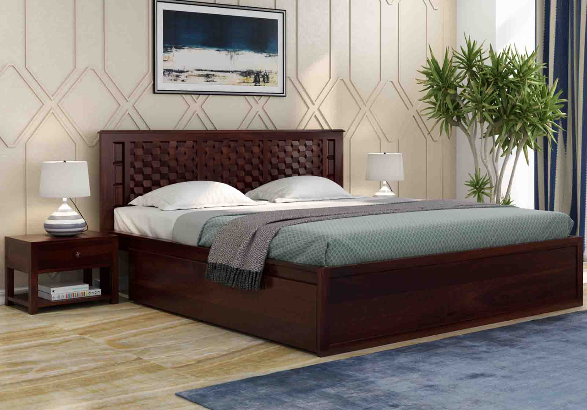 Marwar Sheesham Wood Bed With Side Drawer