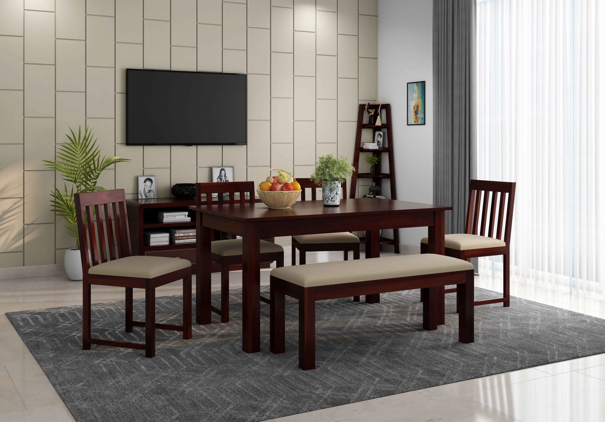 Nile Sheesham Wood Dining Table 6 Seater