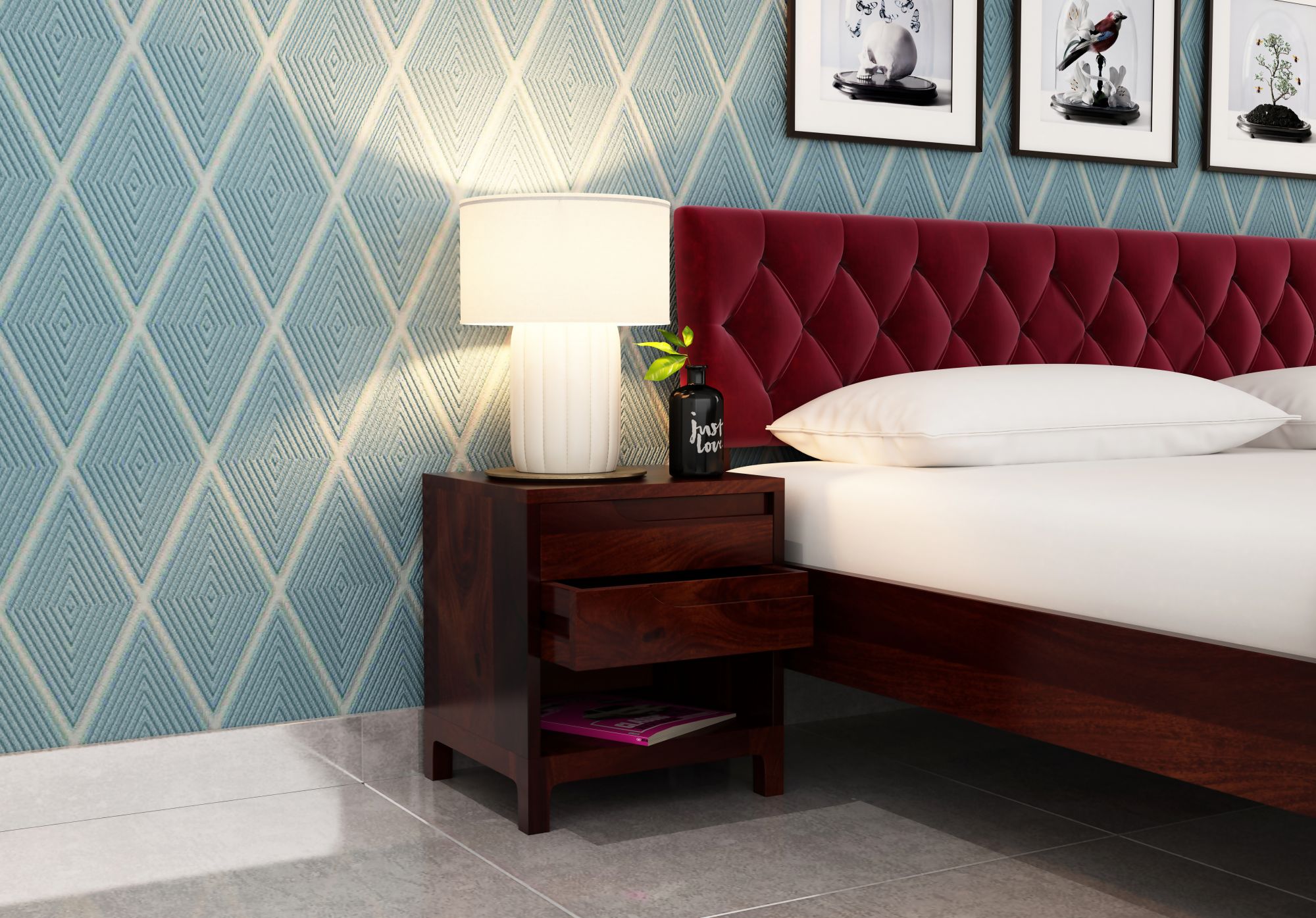 Jonson Bedside Table Walnut finish