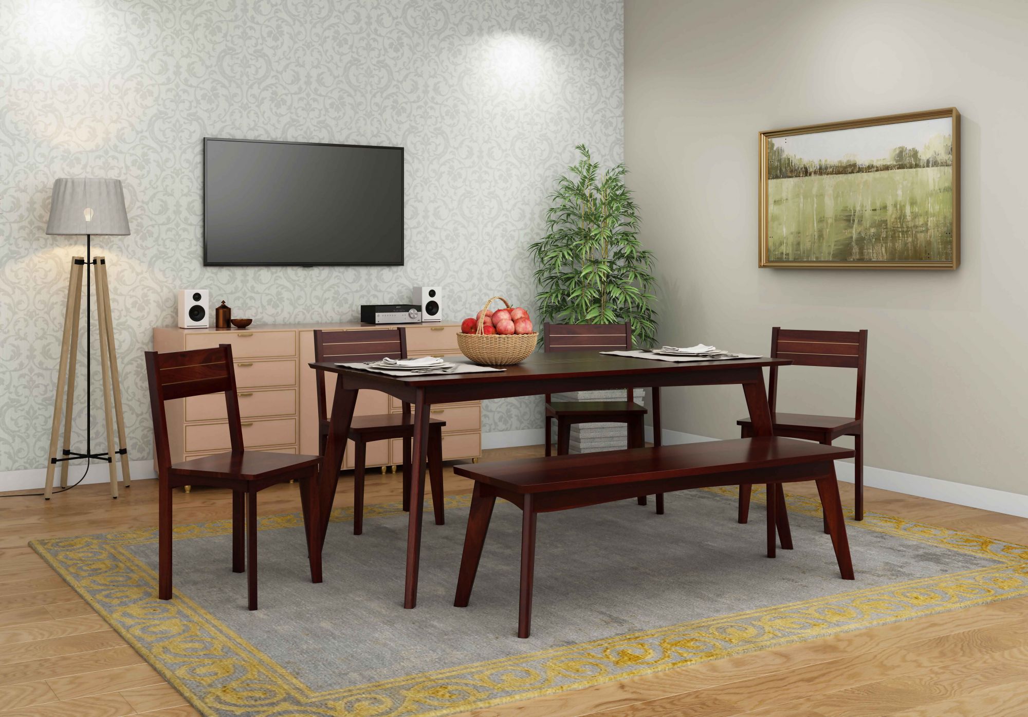 Congo Sheesham Wood Dining Table 6 Seater