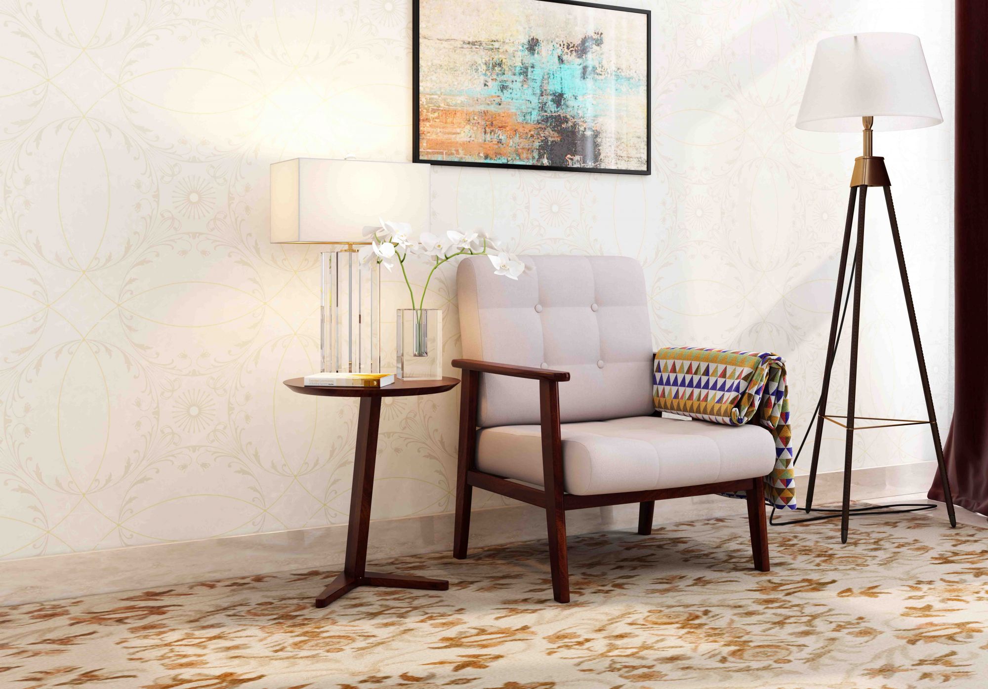 Fraser Wooden Side Table For Living Room Walnut finish