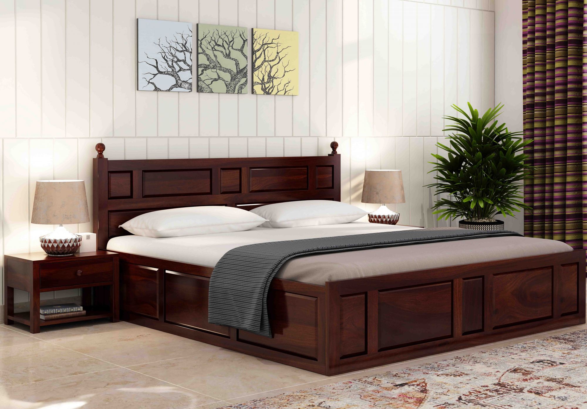 Imperial Sheesham Wood Bed With Box Storage