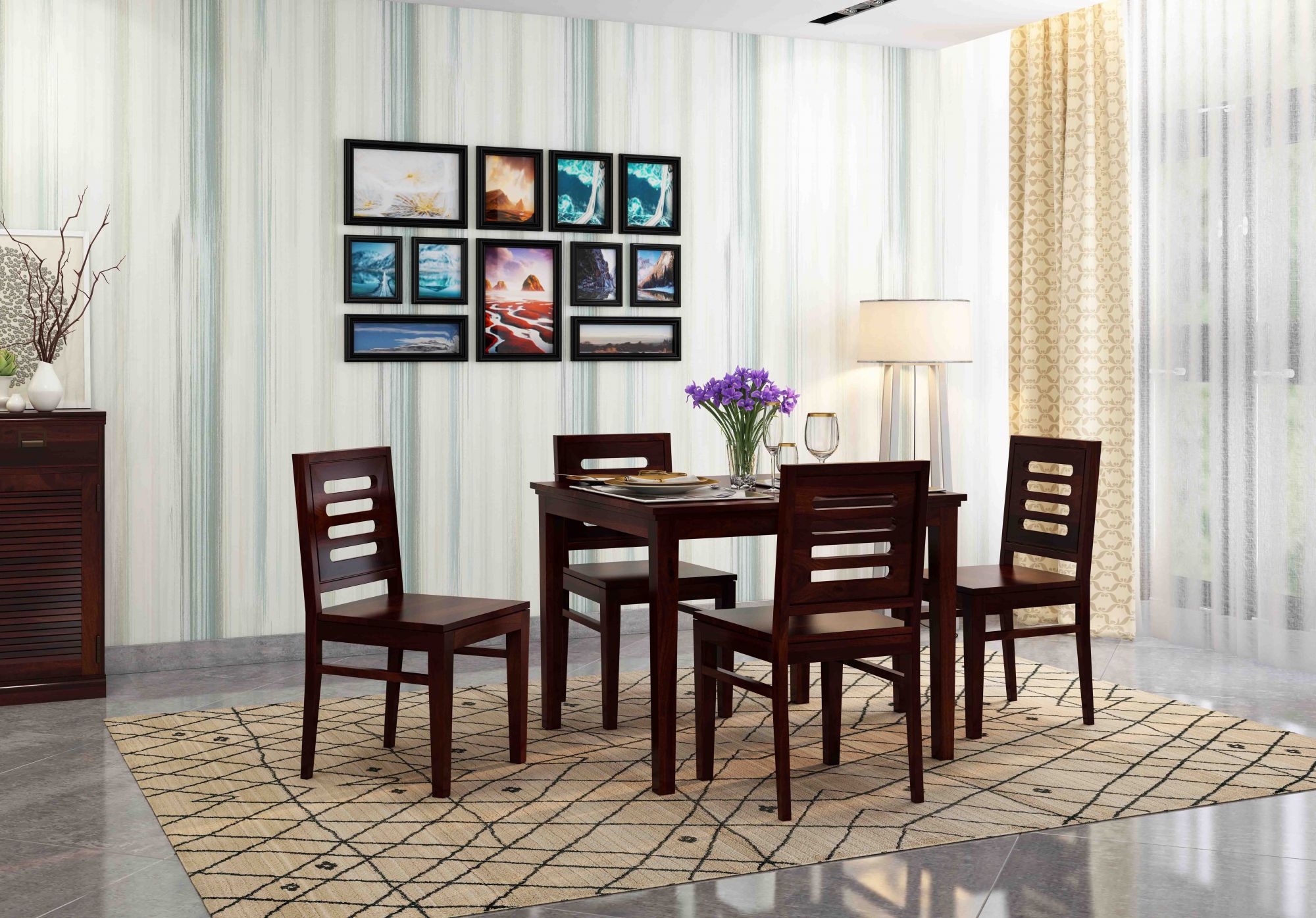 Crater Sheesham Wood Dining Table 4 Seater