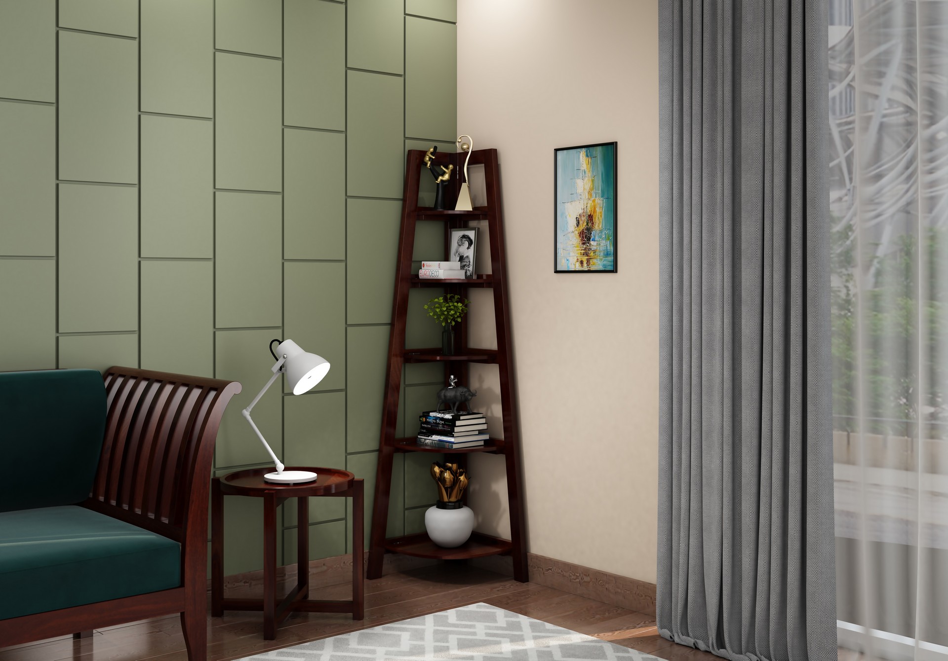 Ahtar Sheesham Wood Bookshelf Teak finish