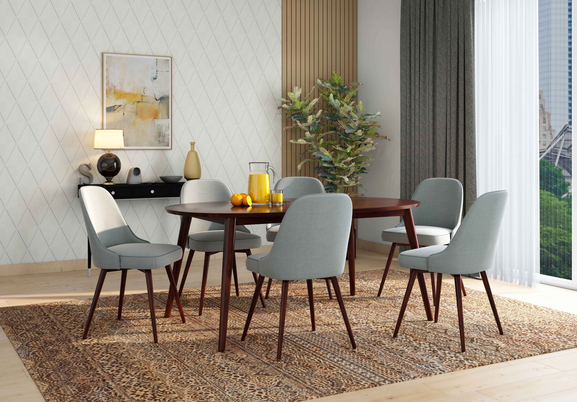 Finlay Sheesham Wood Dining Table 6 Seater