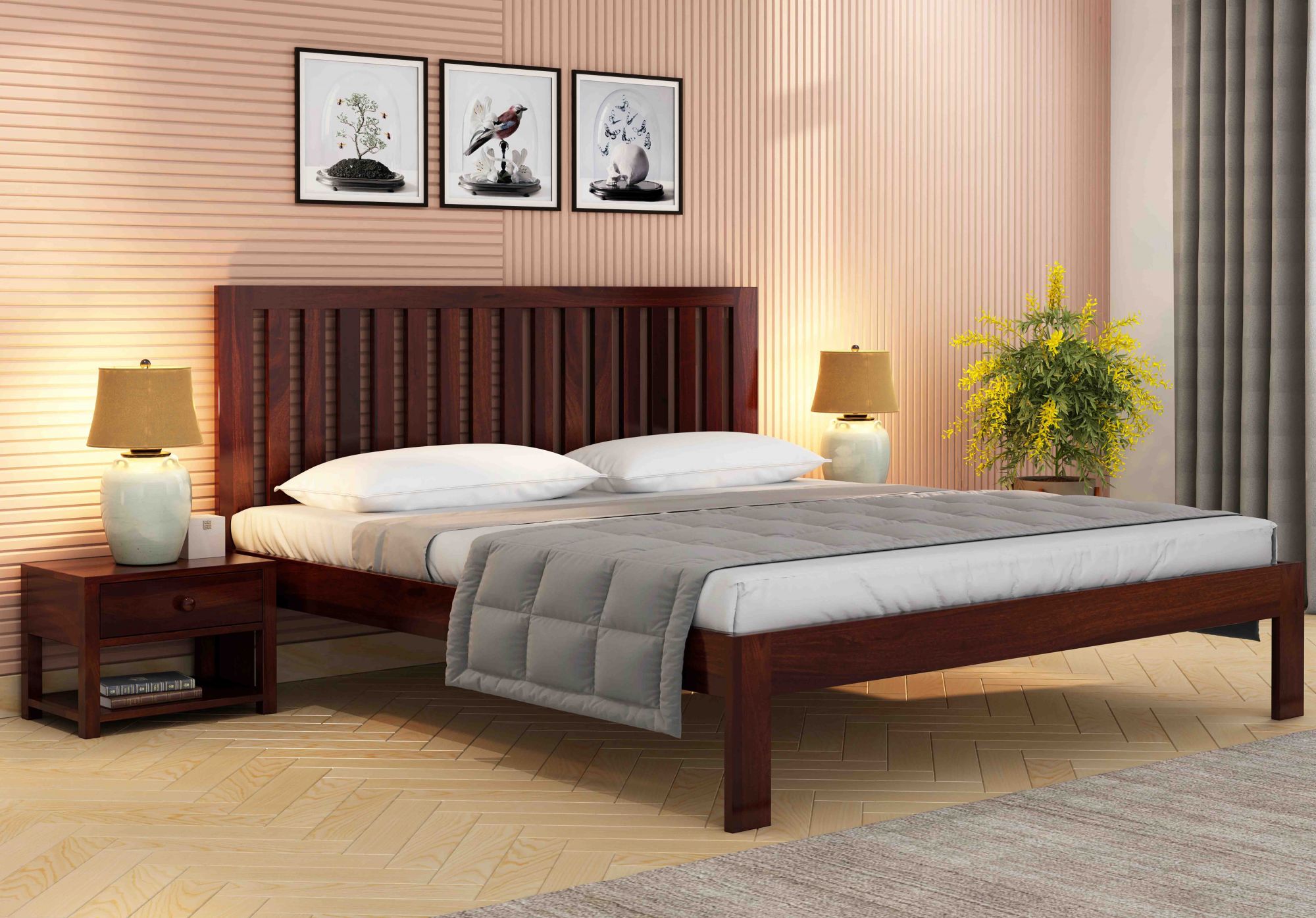 Caviar Sheesham Wood Bed Without Storage