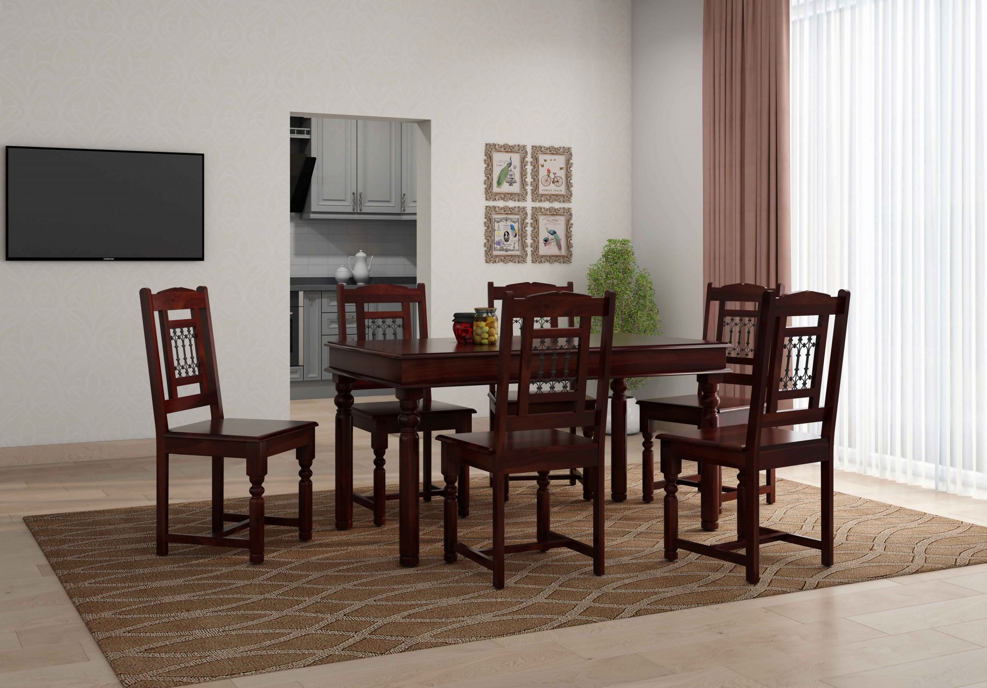 Indus Sheesham Wood Dining Table 6 Seater