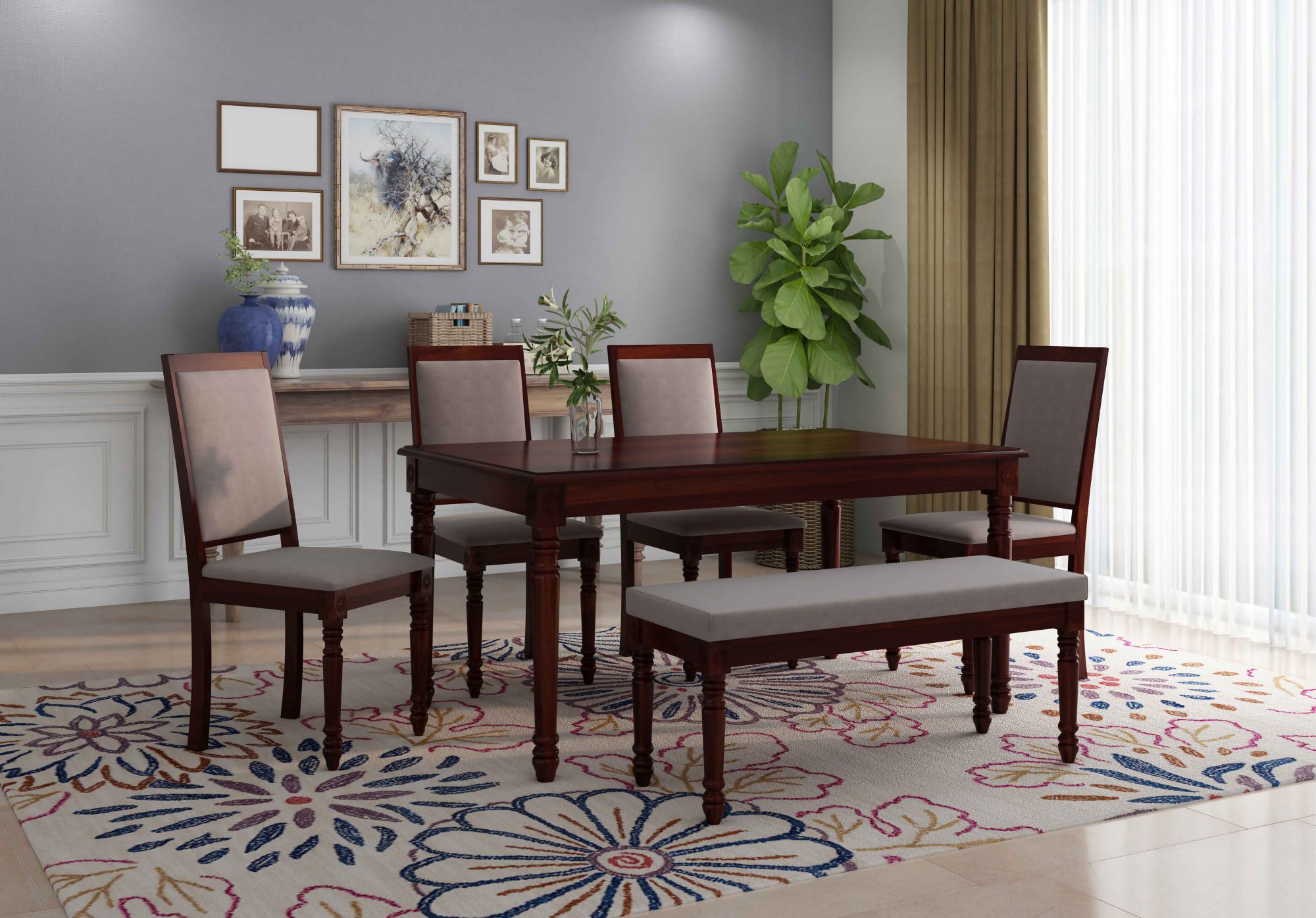 Harris Sheesham Wood Dining Table 6 Seater