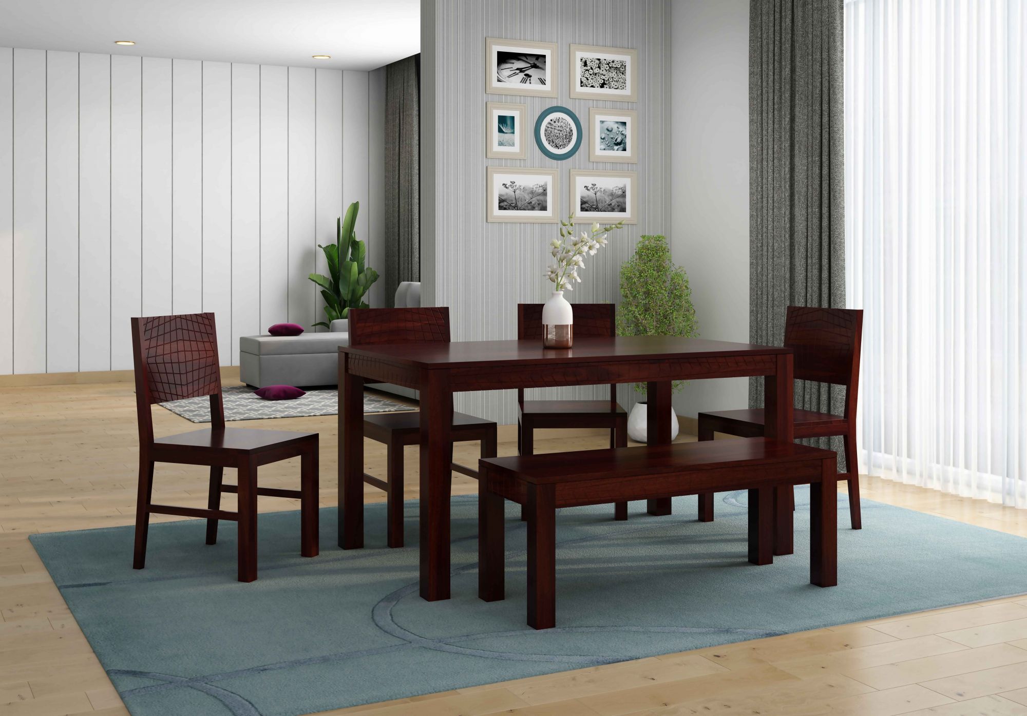 Gotland Sheesham Wood Dining Table 6 Seater