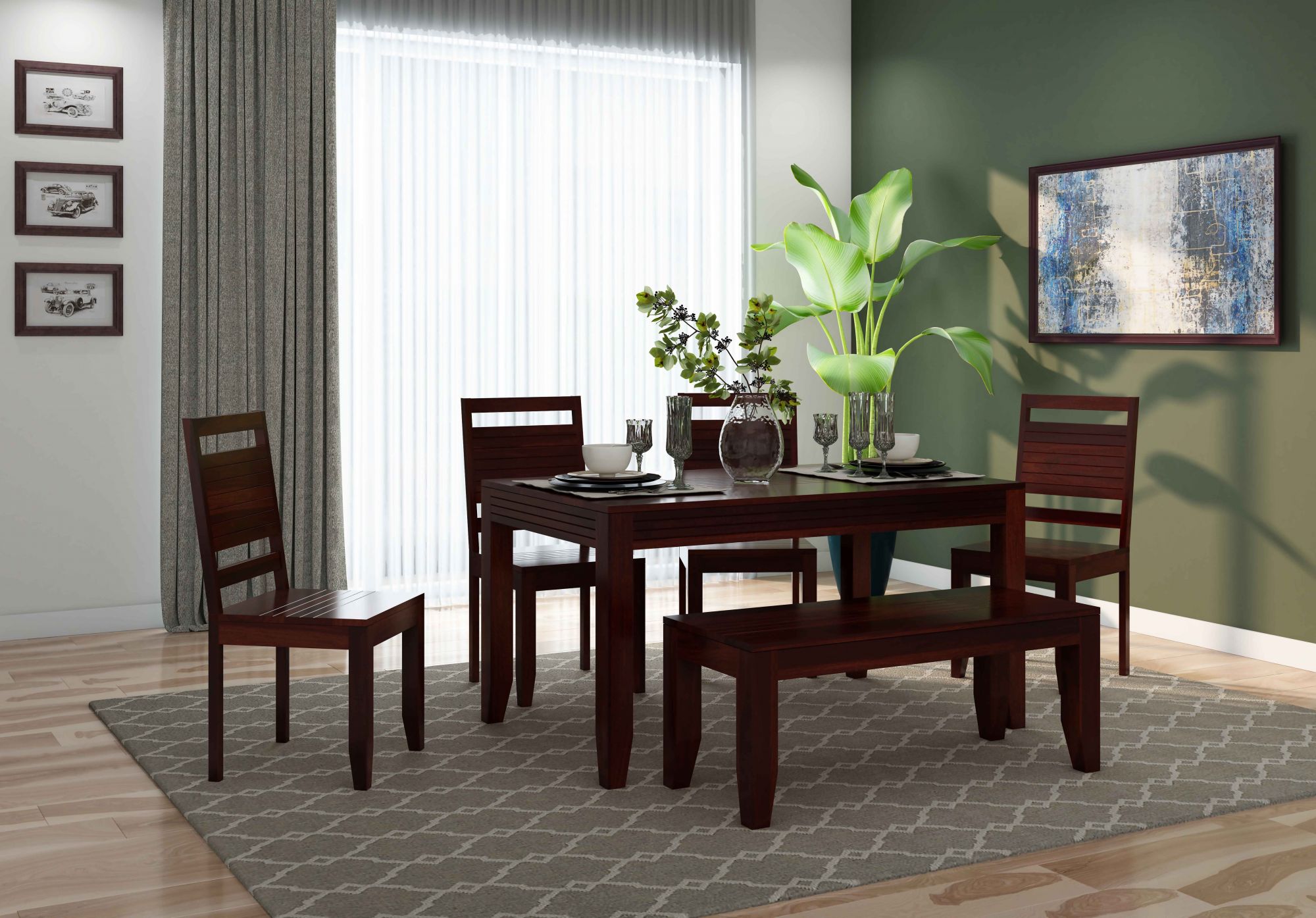 Mantaro Sheesham Wood Dining Table 6 Seater