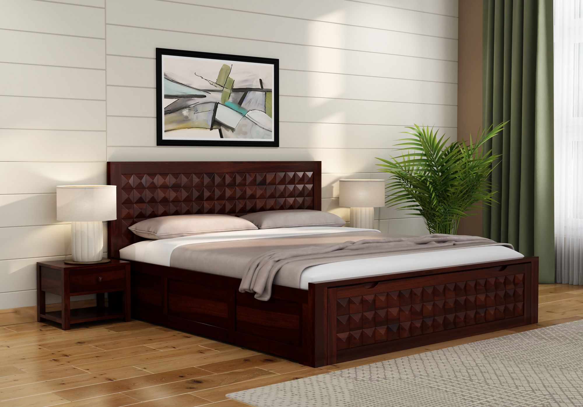 Diamond Bed HQ with Drawer and Box Storage