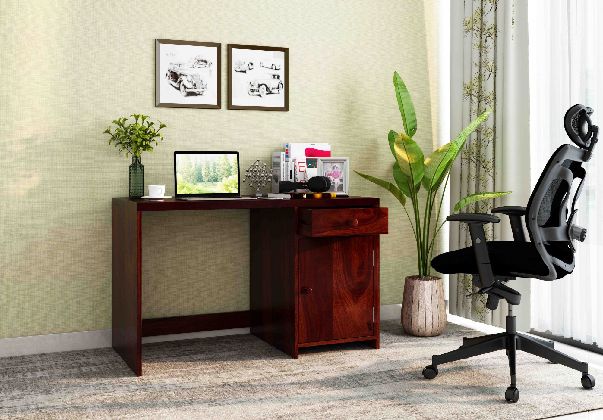 Comfort Study Table With Drawer Walnut finish