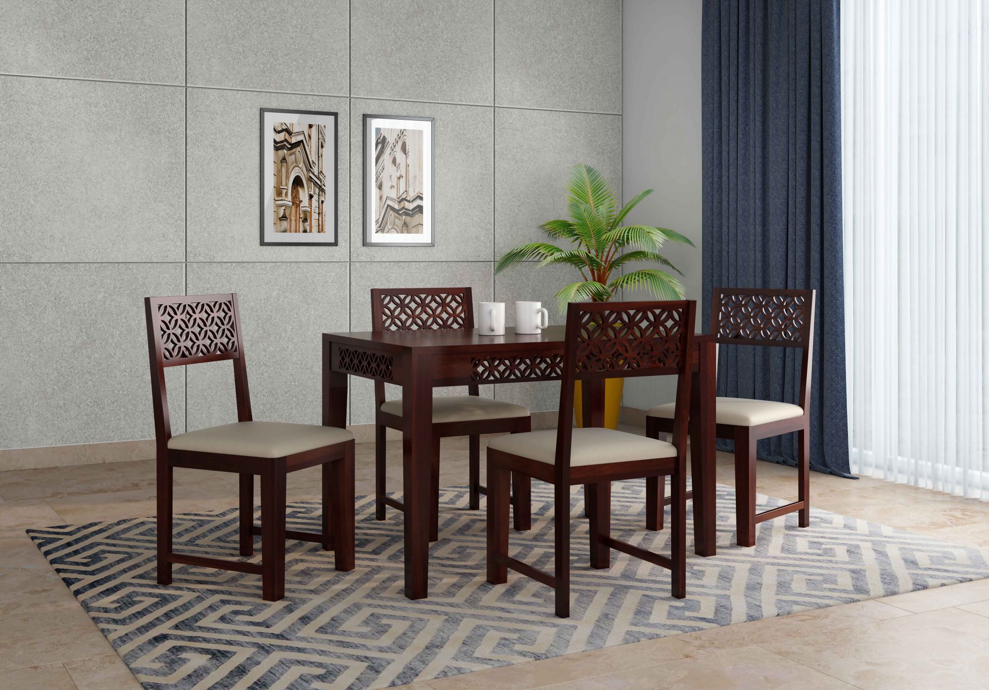 Malta Sheesham Wood Dining Table 4 Seater