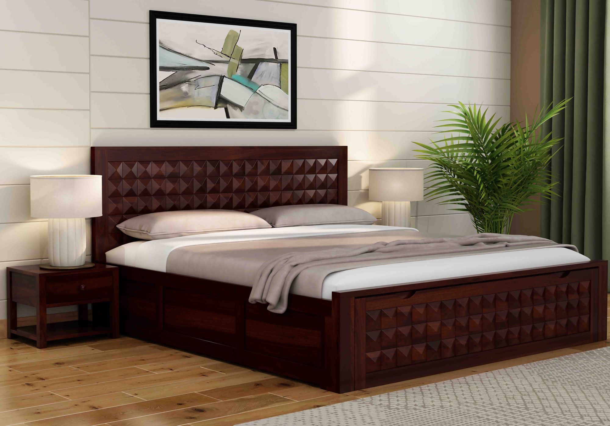 Diamond Bed HQ with Drawer and Box Storage