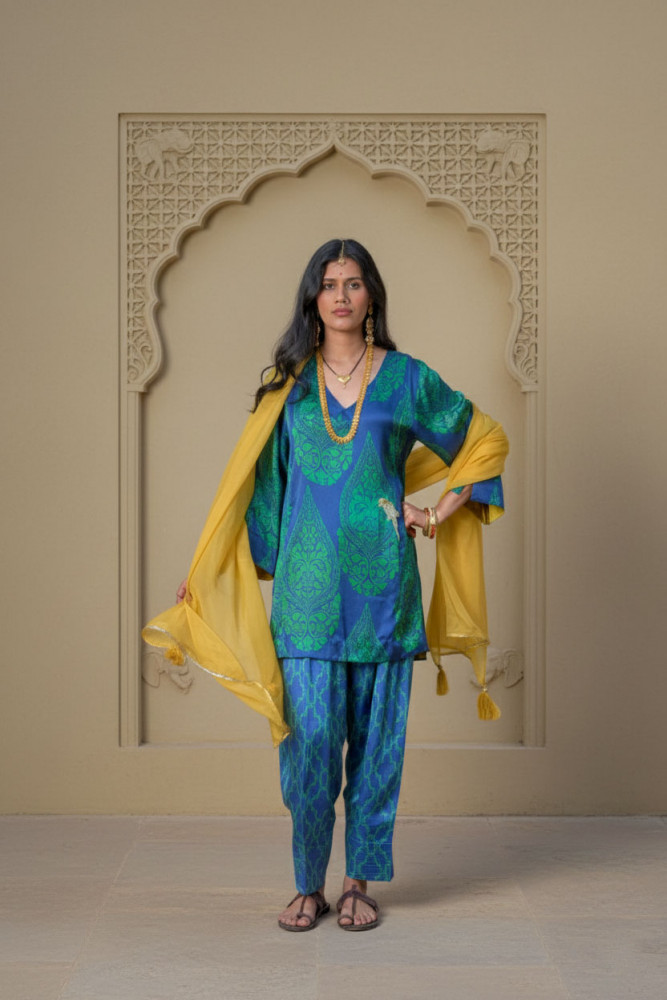 Image of Babli Suit Set,Emperor Blue Green