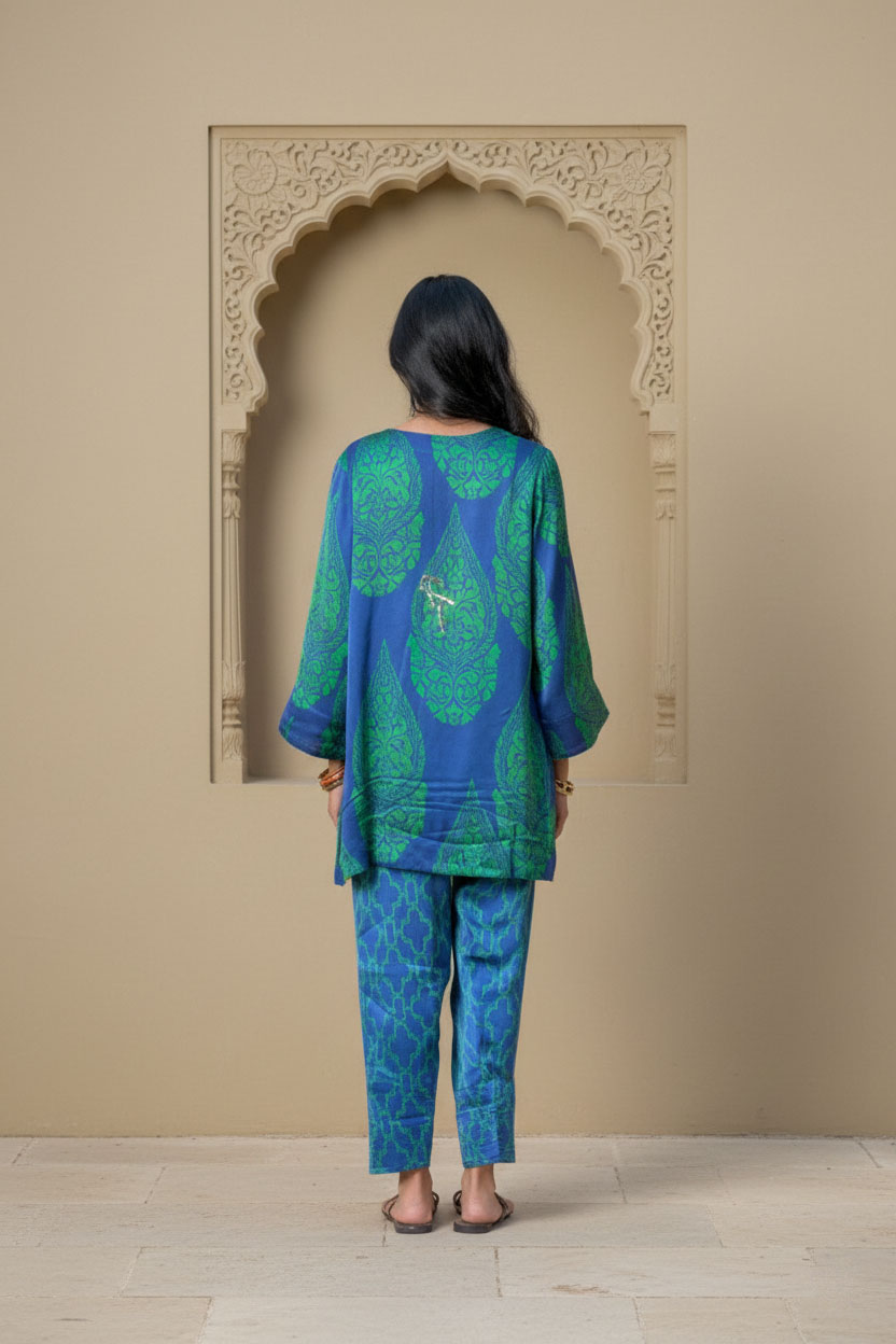 Babli Rind Babli Suit Set,Emperor Blue Green