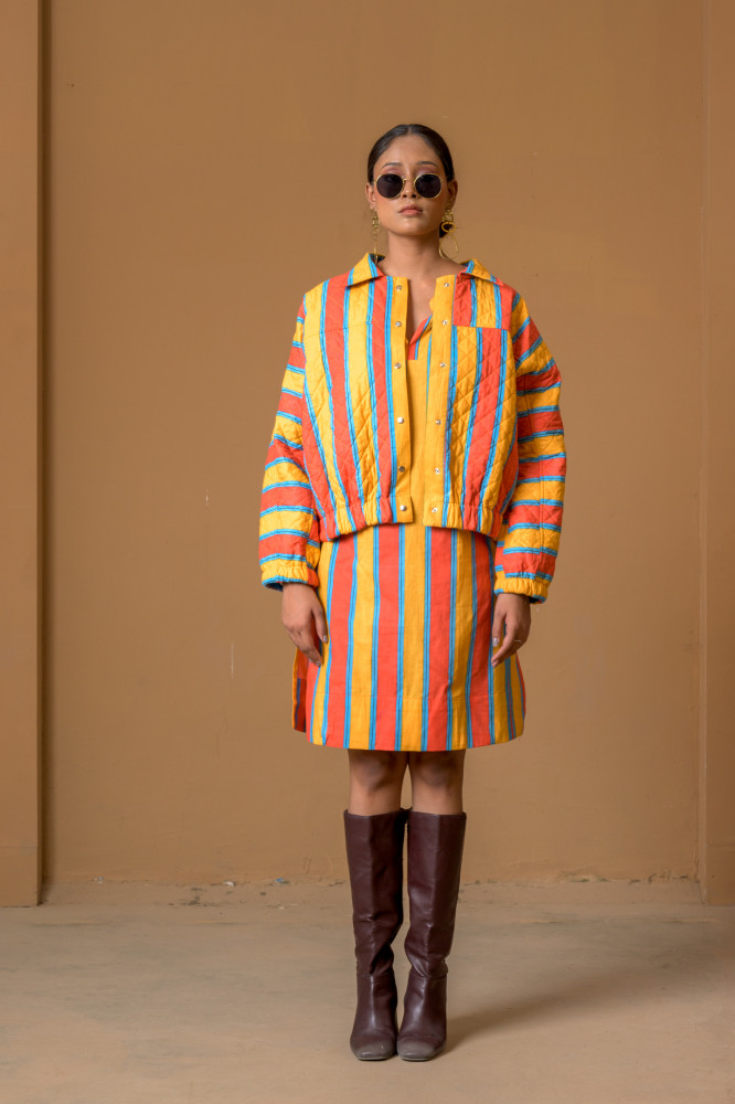 Image of Bomber Jacket, Kaapi Stripe Red Yellow