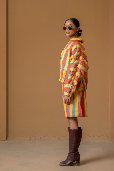 Bomber Jacket, Kaapi Stripe Red Yellow