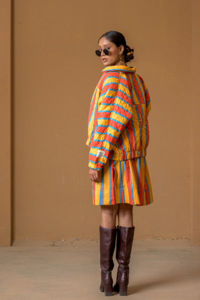 Bomber Jacket, Kaapi Stripe Red Yellow