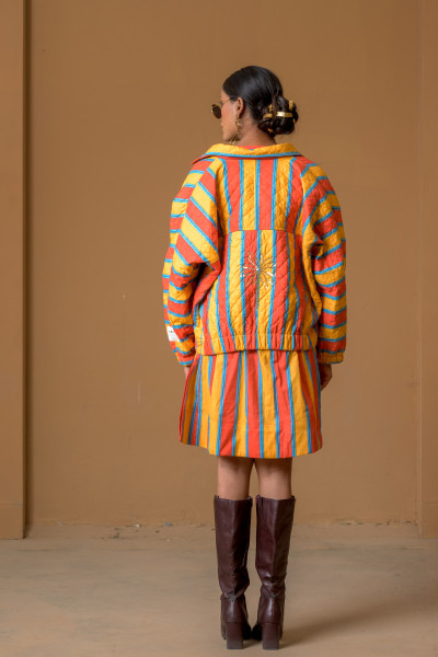 Bomber Jacket, Kaapi Stripe Red Yellow
