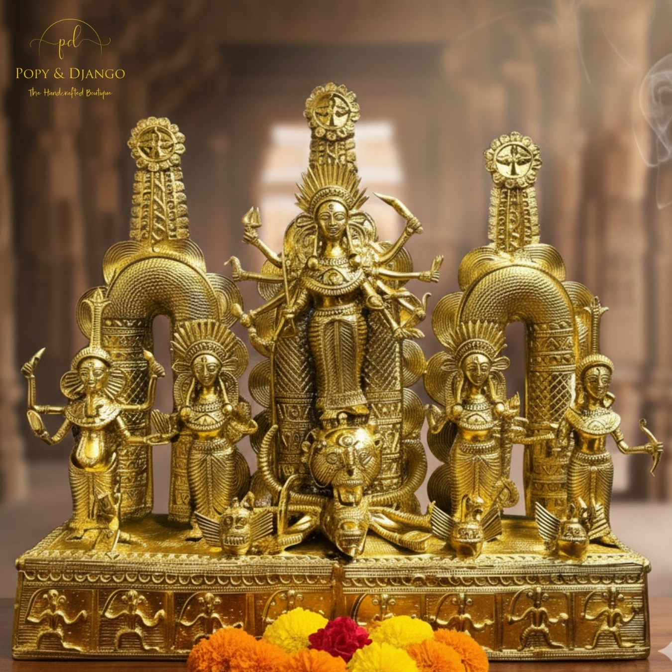 The Divine Assemblage: Handcrafted Dhokra Durga