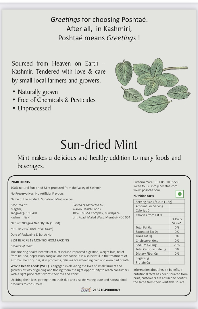 Sun Dried Mint Leaves