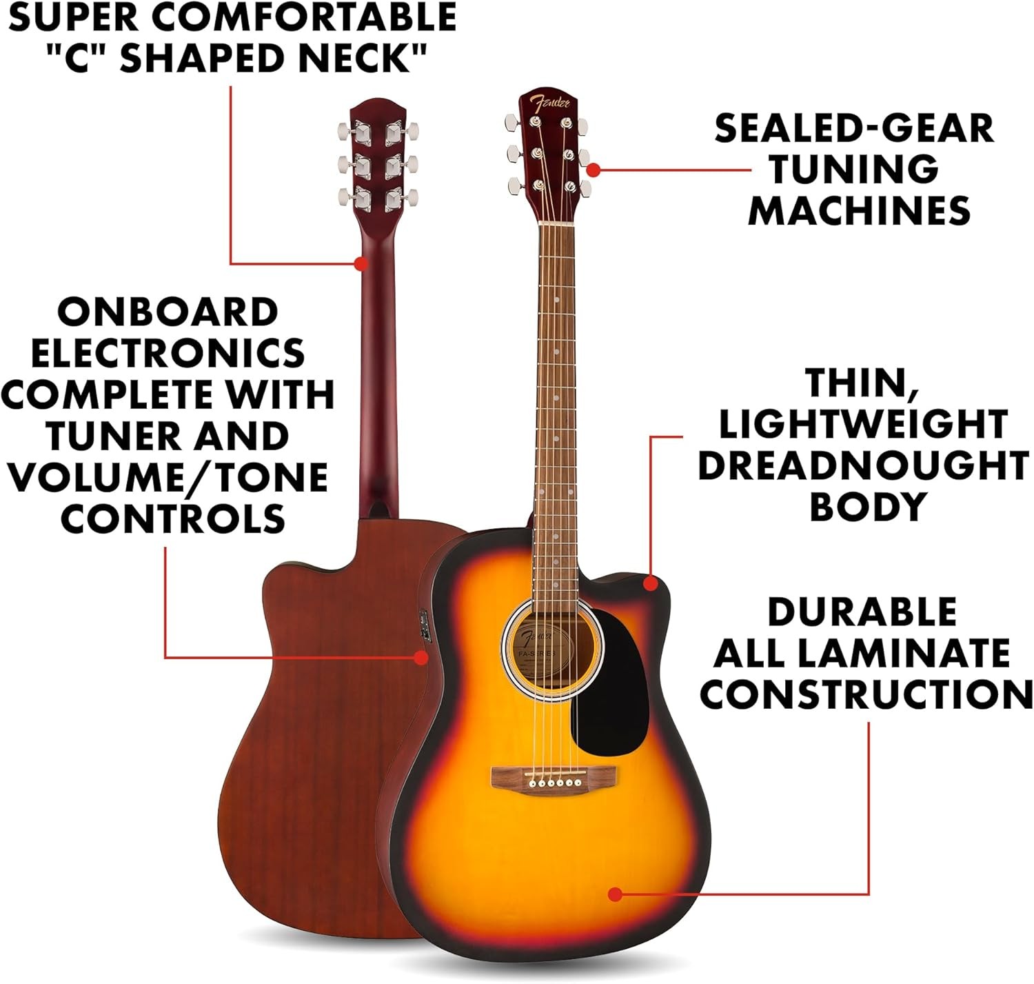Fender FA-25CE Sunburst Electro-Acoustic Guitar