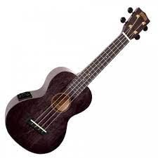 Mahalo MH2VTTBK Hano Series Trans Black EQ Concert With Padded Bag Ukulele