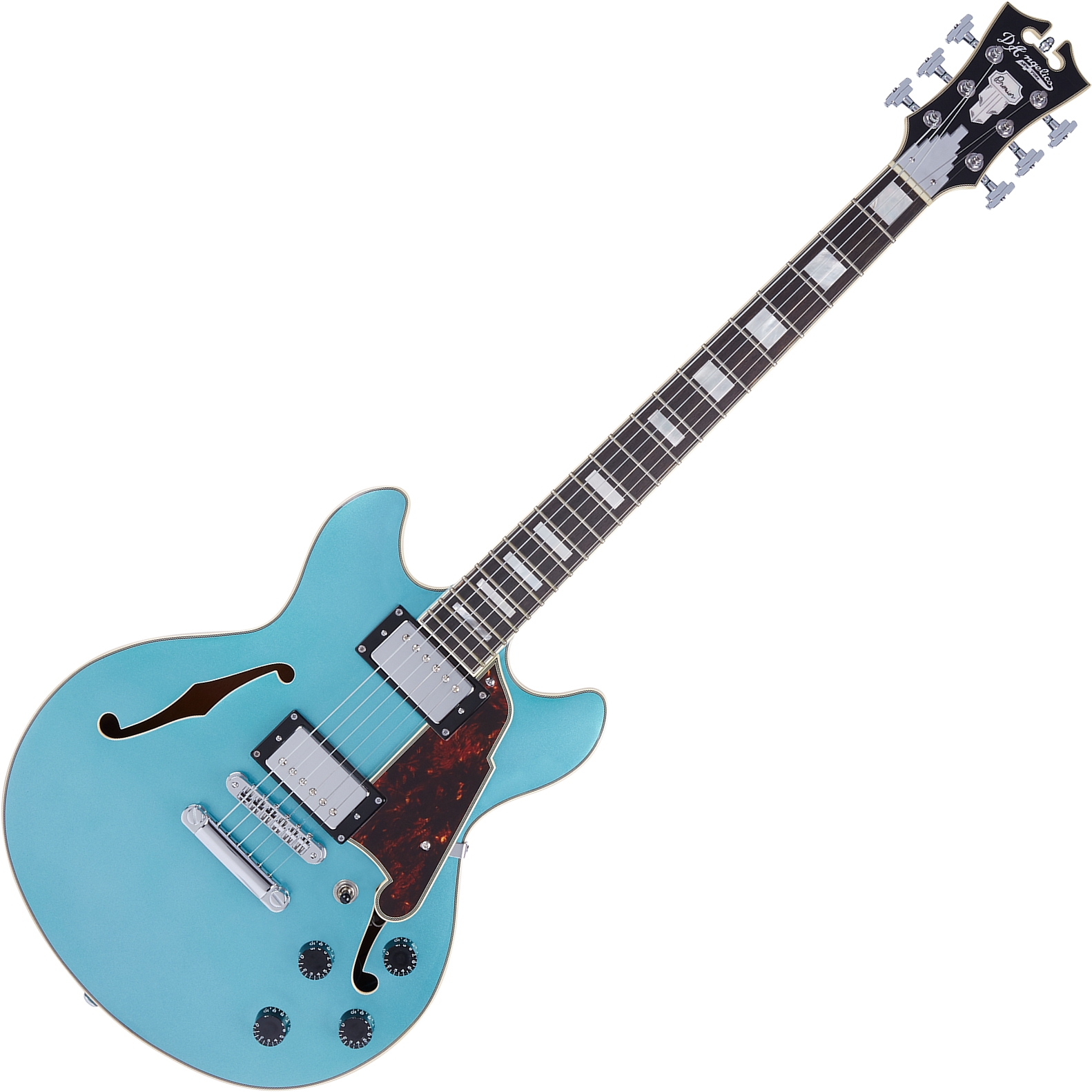 D'Angelico DAPMINIDCOTCSCB Hollow Premier Mini DC Stopbar Ocean Turquoise Electric Guitar