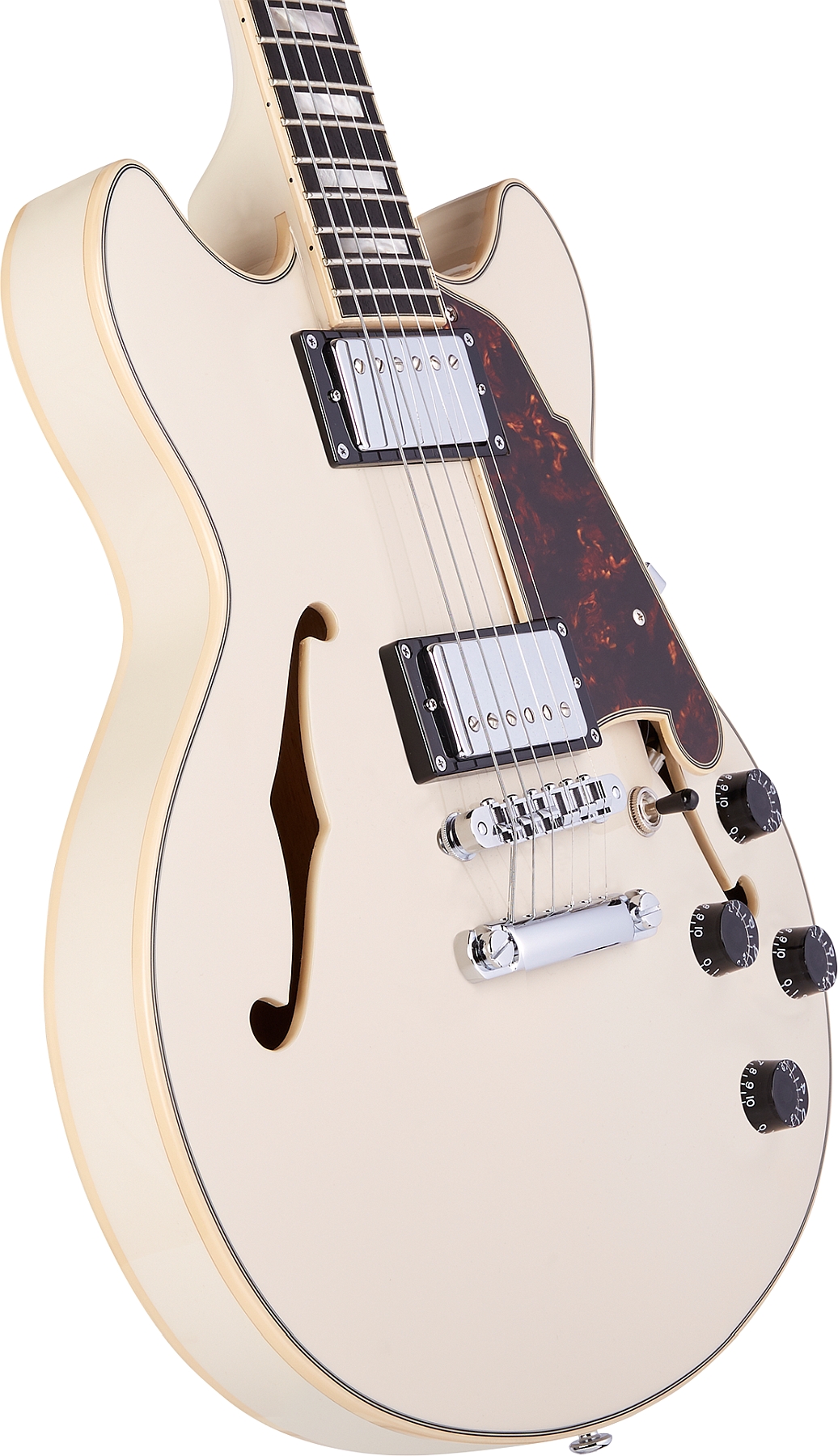 D'Angelico DAPMINIDCCMPCSCB Hollow Premier Mini DC Stopbar Champagne Hollow Premier Electric Guitar
